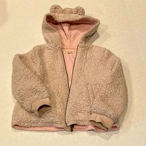 Tucker and Tate girls cream teddy Sherpa fleece jacket with pink lining